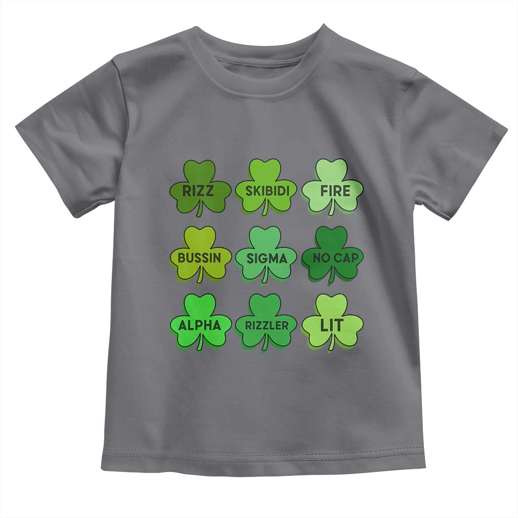 Funny St Patricks Day Skibi Rizz Toddler T Shirt No Cap TS02 Charcoal Print Your Wear