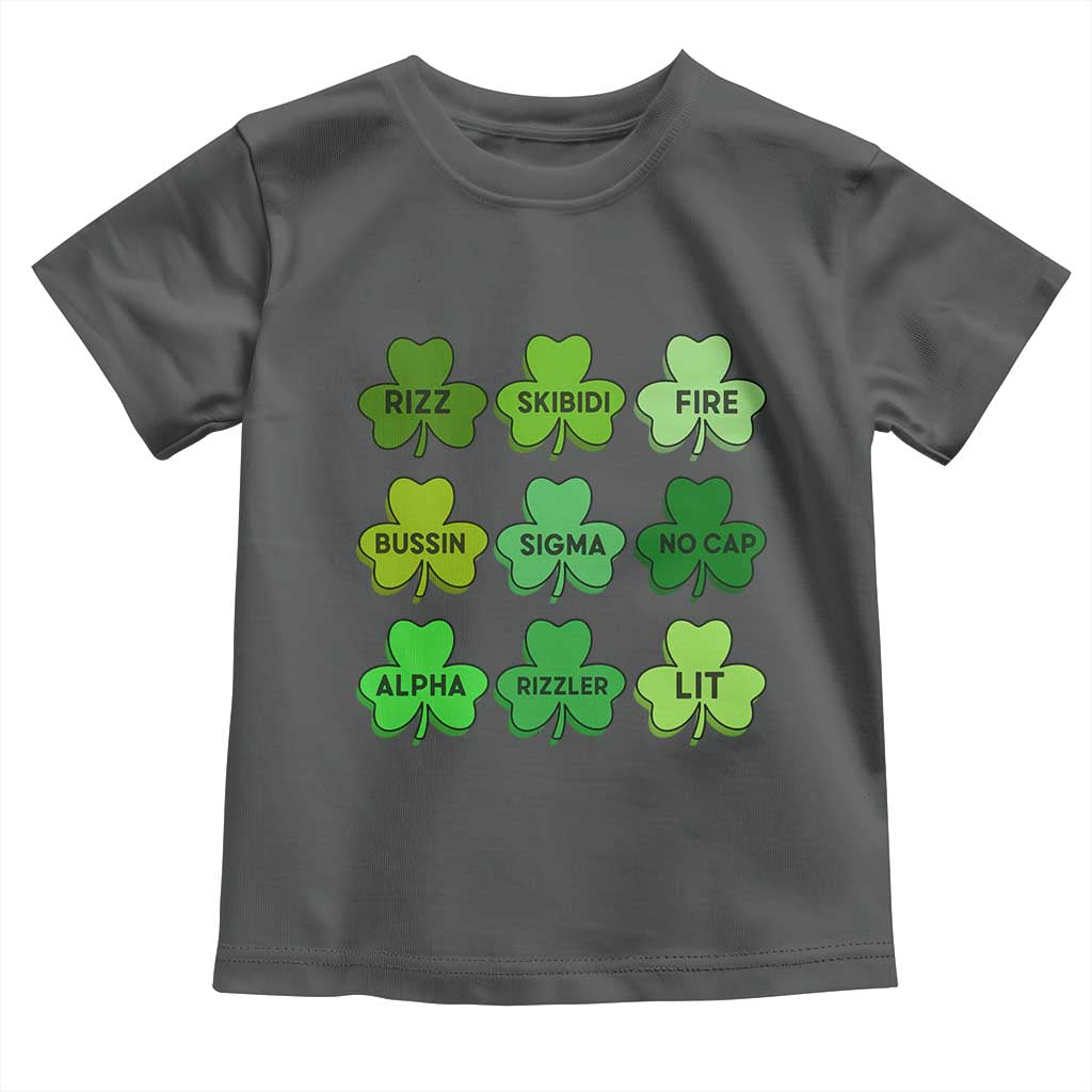 Funny St Patricks Day Skibi Rizz Toddler T Shirt No Cap TS02 Dark Heather Print Your Wear