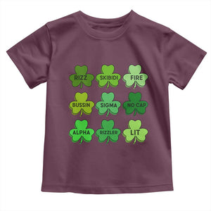 Funny St Patricks Day Skibi Rizz Toddler T Shirt No Cap TS02 Maroon Print Your Wear