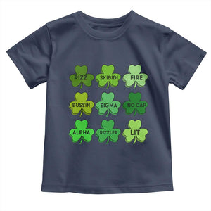 Funny St Patricks Day Skibi Rizz Toddler T Shirt No Cap TS02 Navy Print Your Wear