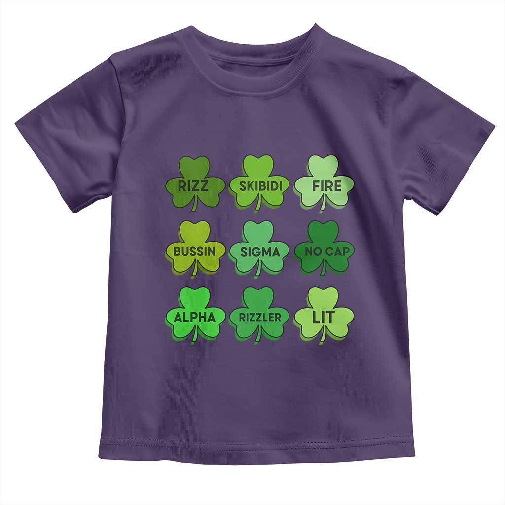 Funny St Patricks Day Skibi Rizz Toddler T Shirt No Cap TS02 Purple Print Your Wear