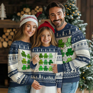 Funny St Patricks Day Skibi Rizz Knit Sweatshirt No Cap TS02 Navy Print Your Wear