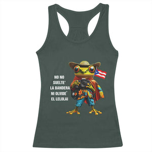 Puerto Rico Coqui' Racerback Tank Top Debí Tirar Más Fotos TS02 Dark Forest Green Print Your Wear