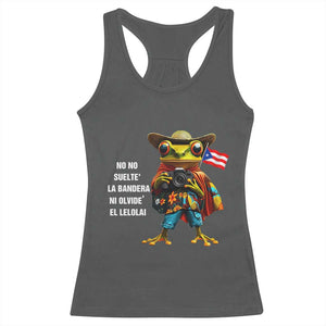 Puerto Rico Coqui' Racerback Tank Top Debí Tirar Más Fotos TS02 Dark Heather Print Your Wear