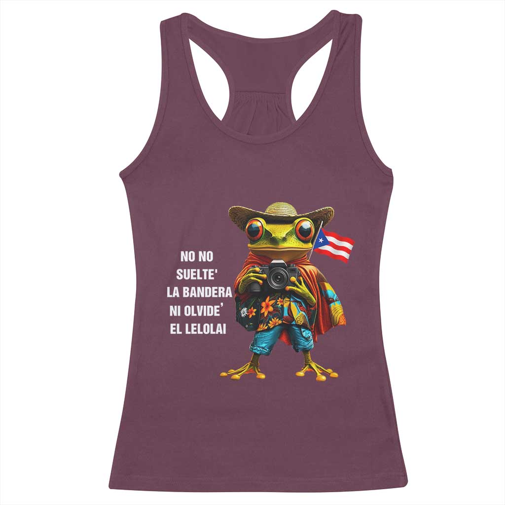 Puerto Rico Coqui' Racerback Tank Top Debí Tirar Más Fotos TS02 Maroon Print Your Wear