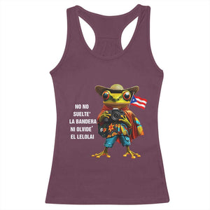 Puerto Rico Coqui' Racerback Tank Top Debí Tirar Más Fotos TS02 Maroon Print Your Wear