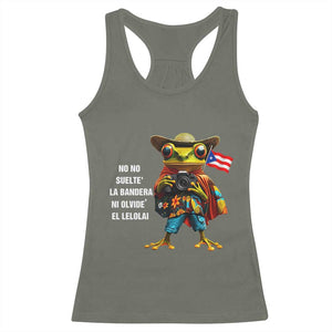 Puerto Rico Coqui' Racerback Tank Top Debí Tirar Más Fotos TS02 Military Green Print Your Wear