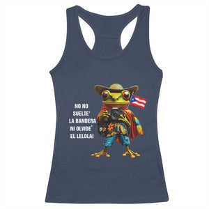 Puerto Rico Coqui' Racerback Tank Top Debí Tirar Más Fotos TS02 Navy Print Your Wear
