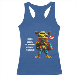 Puerto Rico Coqui' Racerback Tank Top Debí Tirar Más Fotos TS02 Royal Blue Print Your Wear