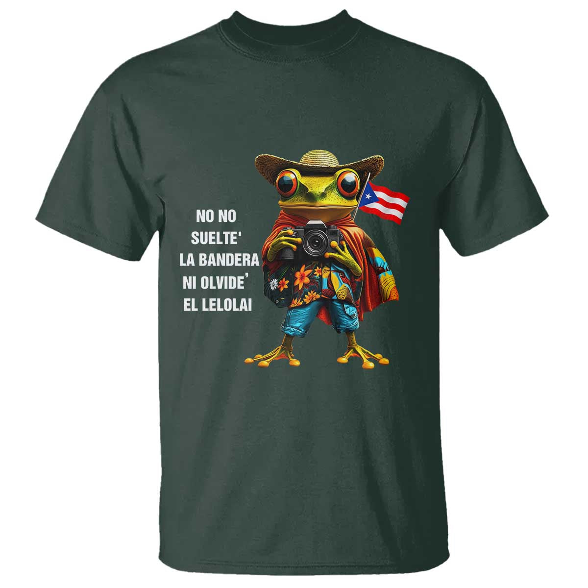 Puerto Rico Coqui' T Shirt Debí Tirar Más Fotos TS02 Dark Forest Green Print Your Wear