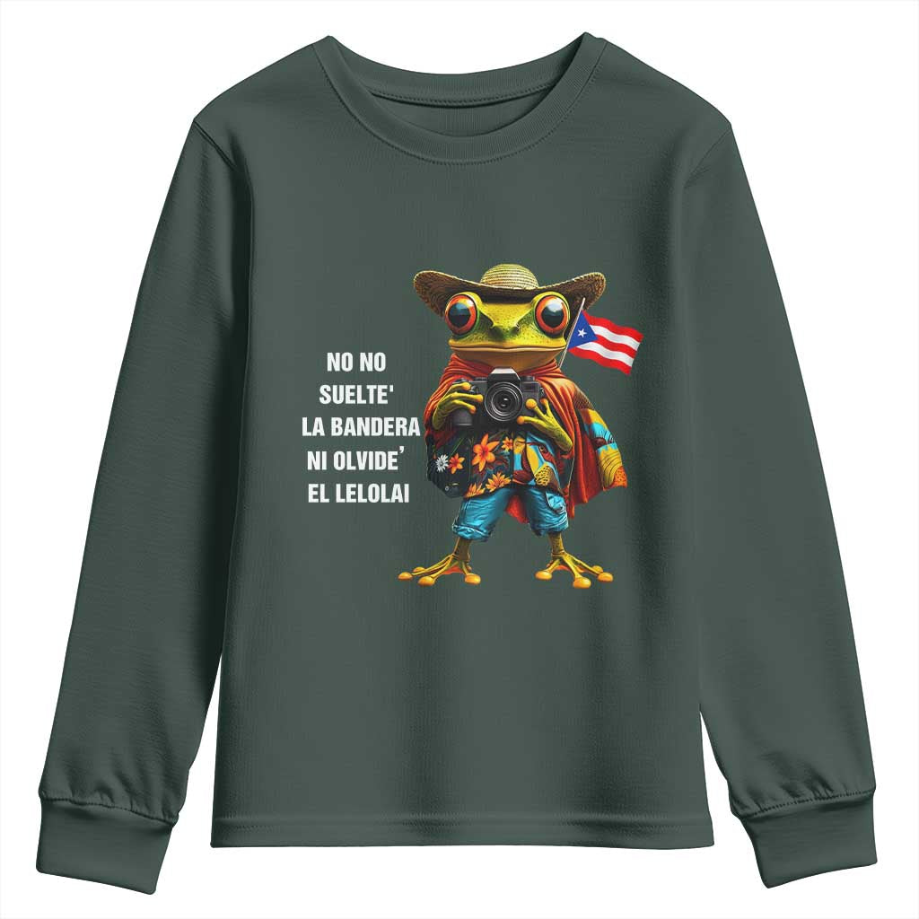Puerto Rico Coqui' Youth Sweatshirt Debí Tirar Más Fotos TS02 Dark Forest Green Print Your Wear