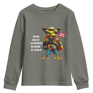 Puerto Rico Coqui' Youth Sweatshirt Debí Tirar Más Fotos TS02 Military Green Print Your Wear