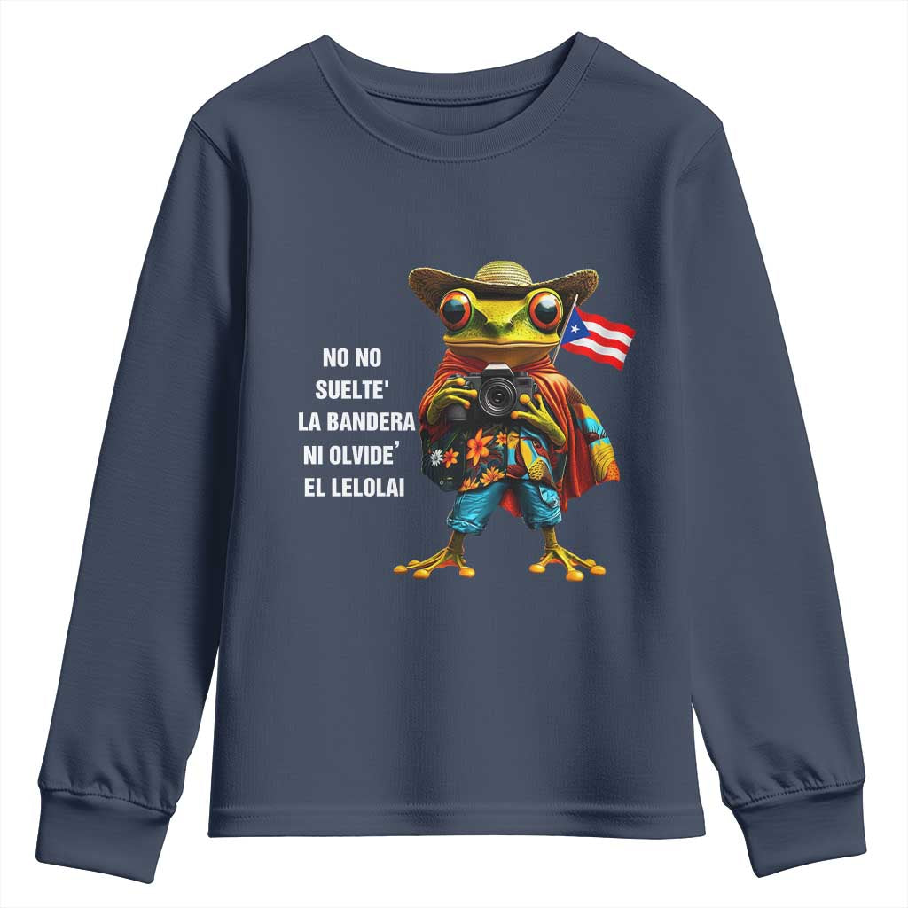 Puerto Rico Coqui' Youth Sweatshirt Debí Tirar Más Fotos TS02 Navy Print Your Wear