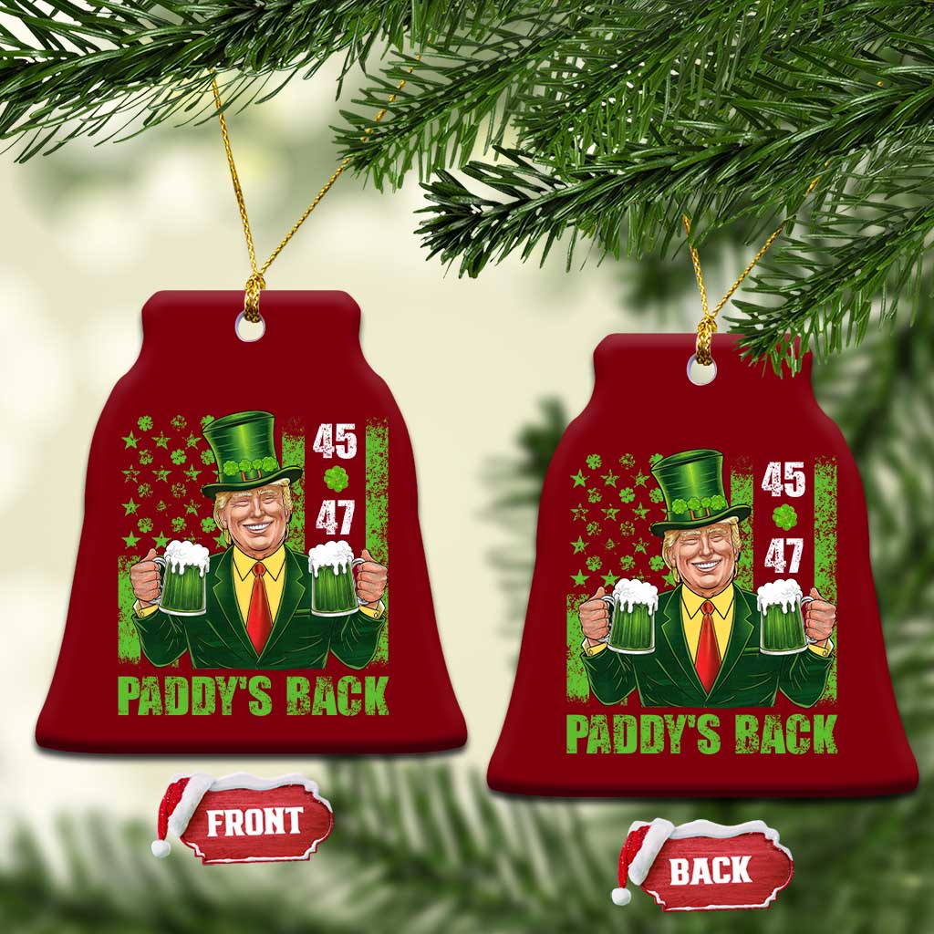 Funny St Patrick's Day Trump Ceramic Ornament Paddy's Back 45 47 President USA Flag TS02 Print Your Wear