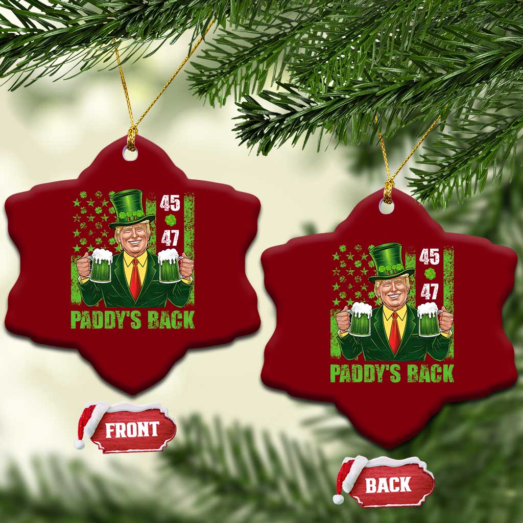 Funny St Patrick's Day Trump Ceramic Ornament Paddy's Back 45 47 President USA Flag TS02 Print Your Wear
