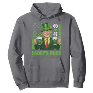 Funny St Patrick's Day Trump Hoodie Paddy's Back 45 47 President USA Flag TS02 Charcoal Print Your Wear