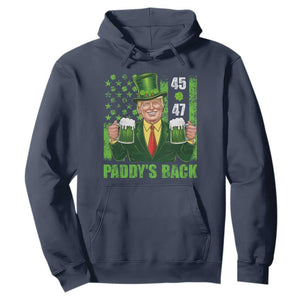 Funny St Patrick's Day Trump Hoodie Paddy's Back 45 47 President USA Flag TS02 Navy Print Your Wear