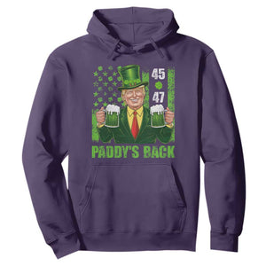 Funny St Patrick's Day Trump Hoodie Paddy's Back 45 47 President USA Flag TS02 Purple Print Your Wear