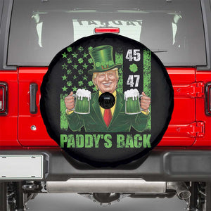 Funny St Patrick's Day Trump Spare Tire Cover Paddy's Back 45 47 President USA Flag TS02 Black Print Your Wear