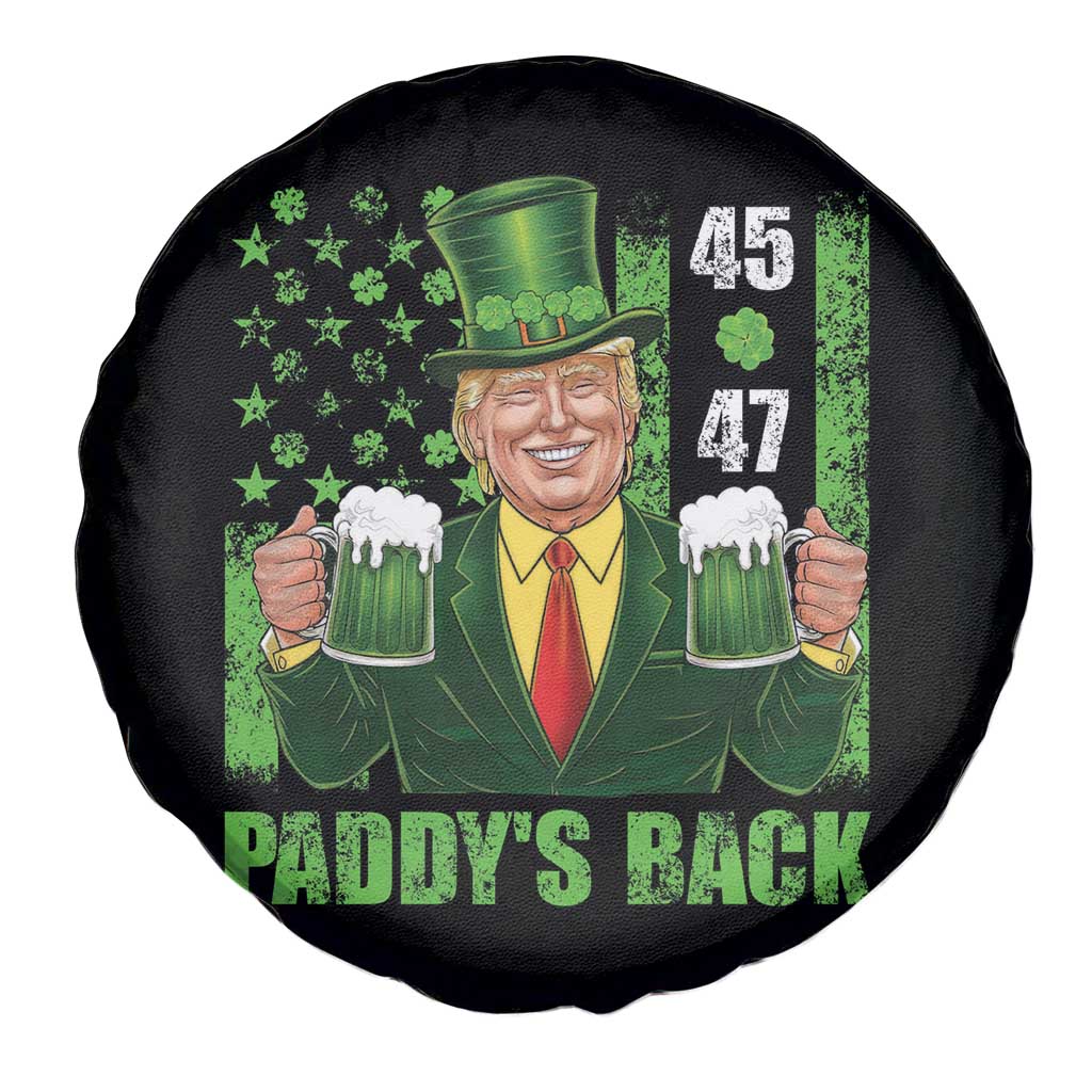 Funny St Patrick's Day Trump Spare Tire Cover Paddy's Back 45 47 President USA Flag TS02 Print Your Wear