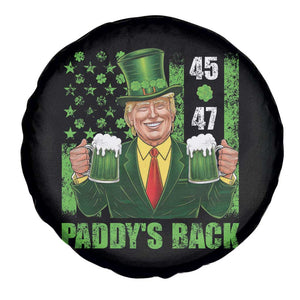 Funny St Patrick's Day Trump Spare Tire Cover Paddy's Back 45 47 President USA Flag TS02 Print Your Wear