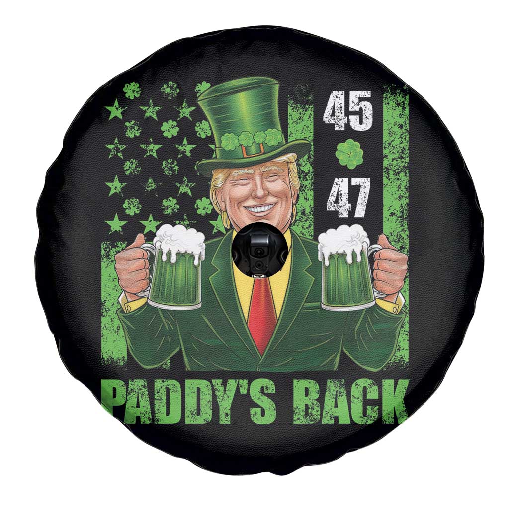 Funny St Patrick's Day Trump Spare Tire Cover Paddy's Back 45 47 President USA Flag TS02 Print Your Wear
