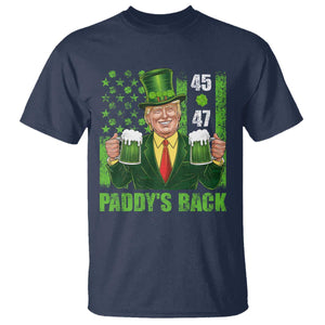 Funny St Patrick's Day Trump T Shirt Paddy's Back 45 47 President USA Flag TS02 Navy Print Your Wear