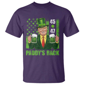 Funny St Patrick's Day Trump T Shirt Paddy's Back 45 47 President USA Flag TS02 Purple Print Your Wear