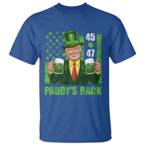 Funny St Patrick's Day Trump T Shirt Paddy's Back 45 47 President USA Flag TS02 Royal Blue Print Your Wear