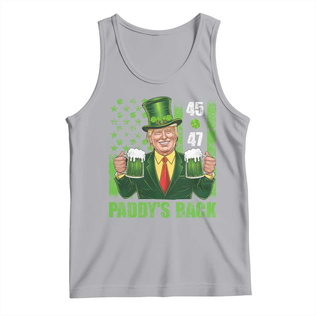 Funny St Patrick's Day Trump Tank Top Paddy's Back 45 47 President USA Flag TS02 Athletic Heather Print Your Wear