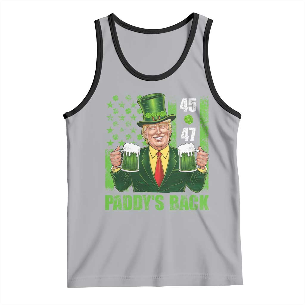 Funny St Patrick's Day Trump Tank Top Paddy's Back 45 47 President USA Flag TS02 Athletic Heather Black Print Your Wear
