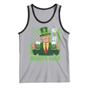 Funny St Patrick's Day Trump Tank Top Paddy's Back 45 47 President USA Flag TS02 Athletic Heather Black Print Your Wear