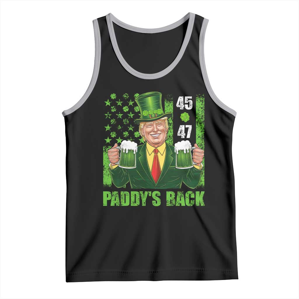 Funny St Patrick's Day Trump Tank Top Paddy's Back 45 47 President USA Flag TS02 Black Athletic Heather Print Your Wear