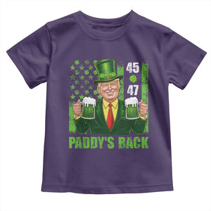 Funny St Patrick's Day Trump Toddler T Shirt Paddy's Back 45 47 President USA Flag TS02 Purple Print Your Wear