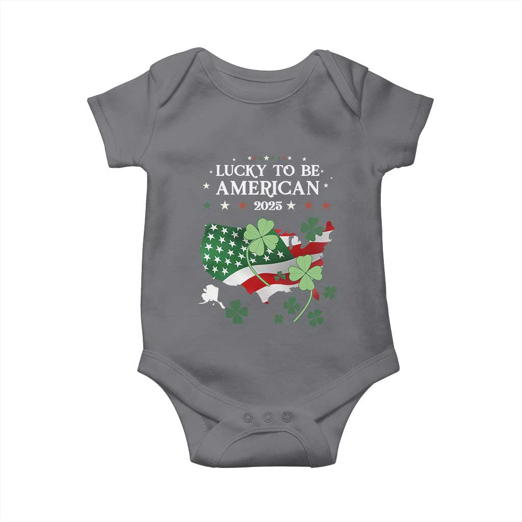 Funny St Patrick's Day Trump Baby Onesie Lucky To Be American 2025 TS02 Charcoal Print Your Wear