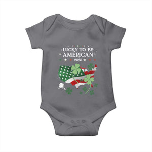 Funny St Patrick's Day Trump Baby Onesie Lucky To Be American 2025 TS02 Charcoal Print Your Wear