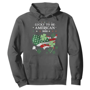 Funny St Patrick's Day Trump Hoodie Lucky To Be American 2025 TS02 Dark Heather Print Your Wear