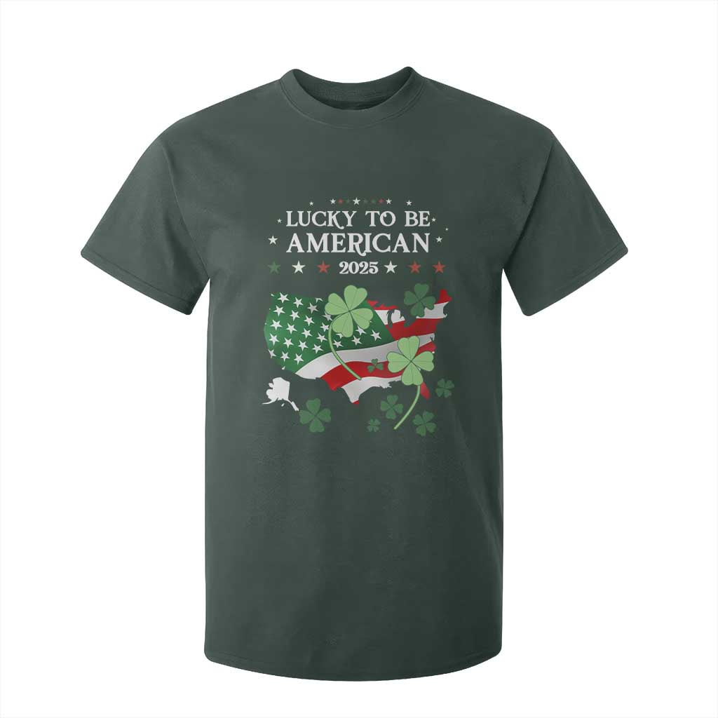 Funny St Patrick's Day Trump T Shirt For Kid Lucky To Be American 2025 TS02 Dark Forest Green Print Your Wear