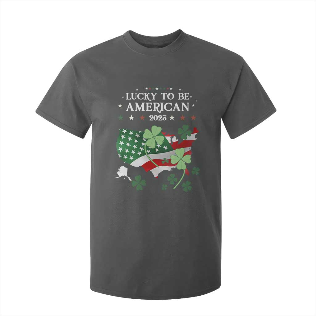 Funny St Patrick's Day Trump T Shirt For Kid Lucky To Be American 2025 TS02 Dark Heather Print Your Wear