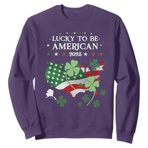 Funny St Patrick's Day Trump Sweatshirt Lucky To Be American 2025 TS02 Purple Print Your Wear