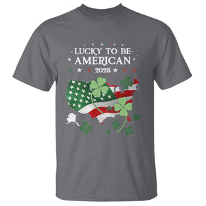 Funny St Patrick's Day Trump T Shirt Lucky To Be American 2025 TS02 Charcoal Print Your Wear