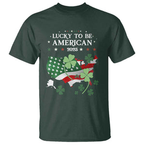 Funny St Patrick's Day Trump T Shirt Lucky To Be American 2025 TS02 Dark Forest Green Print Your Wear
