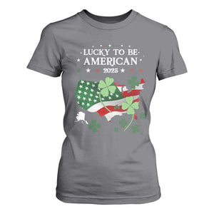 Funny St Patrick's Day Trump T Shirt For Women Lucky To Be American 2025 TS02 Charcoal Print Your Wear