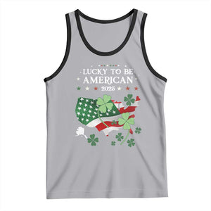 Funny St Patrick's Day Trump Tank Top Lucky To Be American 2025 TS02 Athletic Heather Black Print Your Wear