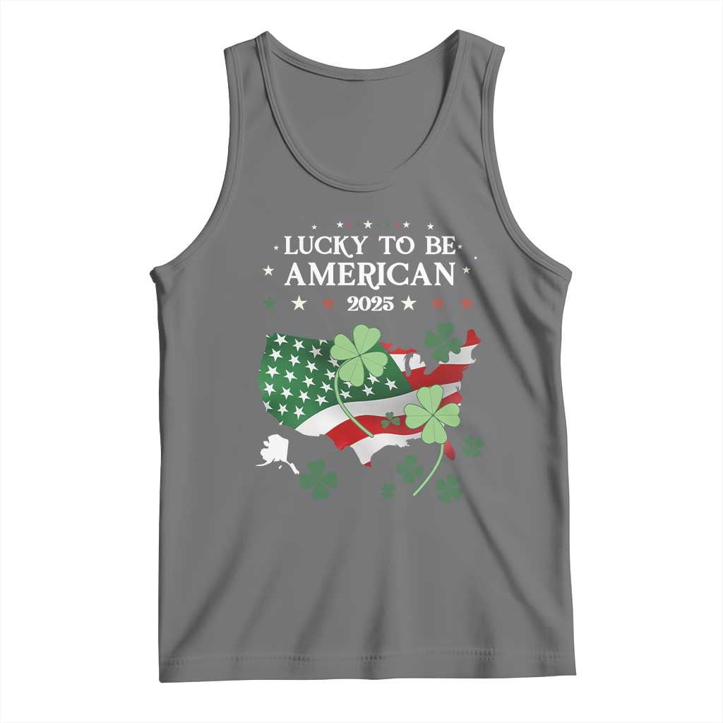 Funny St Patrick's Day Trump Tank Top Lucky To Be American 2025 TS02 Black Heather Print Your Wear