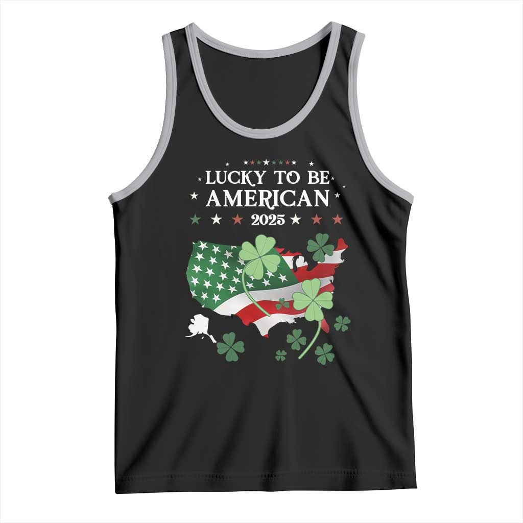 Funny St Patrick's Day Trump Tank Top Lucky To Be American 2025 TS02 Black Athletic Heather Print Your Wear