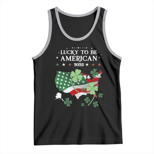 Funny St Patrick's Day Trump Tank Top Lucky To Be American 2025 TS02 Black Athletic Heather Print Your Wear