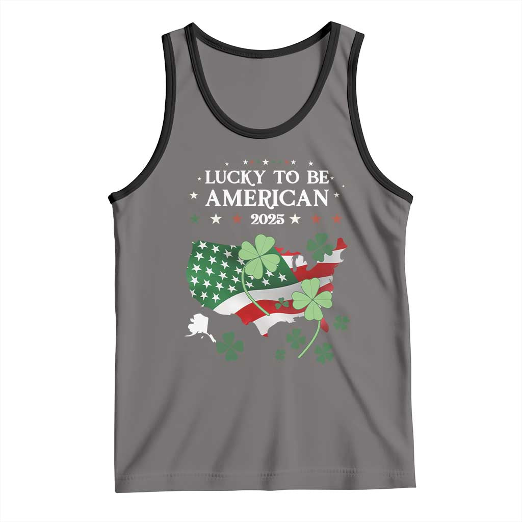 Funny St Patrick's Day Trump Tank Top Lucky To Be American 2025 TS02 Deep Heather Black Print Your Wear