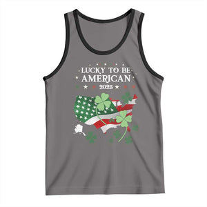 Funny St Patrick's Day Trump Tank Top Lucky To Be American 2025 TS02 Deep Heather Black Print Your Wear