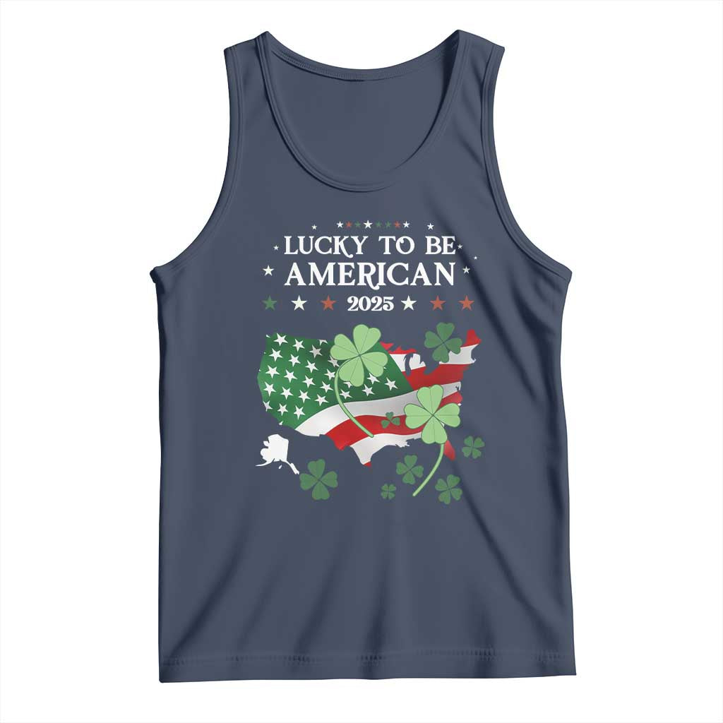 Funny St Patrick's Day Trump Tank Top Lucky To Be American 2025 TS02 Navy Print Your Wear